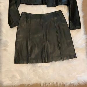 Black leather lined Aline skirt